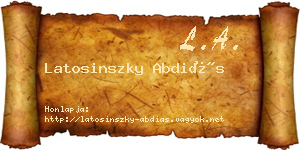 Latosinszky Abdiás névjegykártya